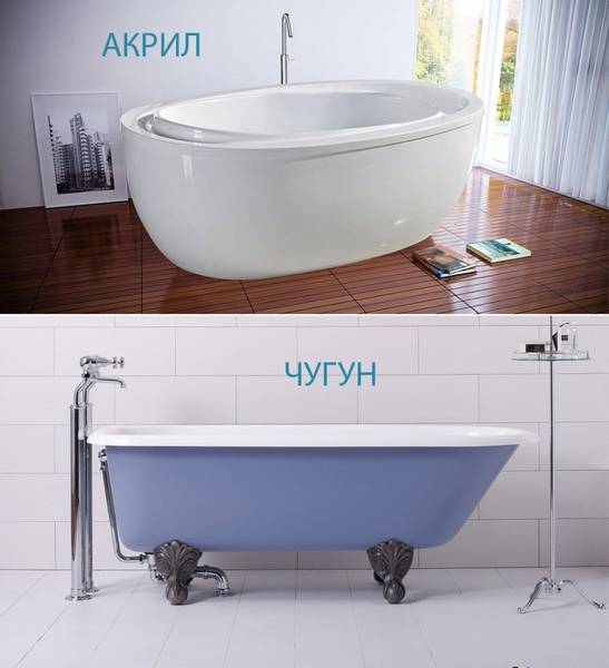 Что лучше и почему — чугунная ванна или акриловая с фото