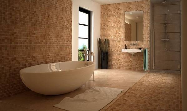 Разновидности плитки мозаики для ванной с фото